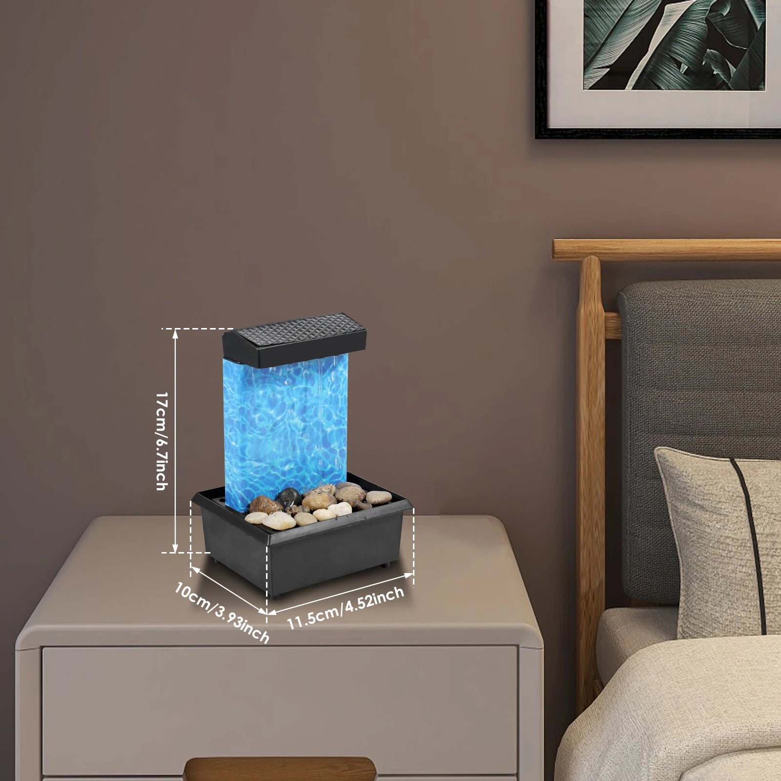 Mini Tabletop Fountain with Light Sound Relaxation Indoor Water Fountain Ornament Zen Meditation Fountain Home Decorations