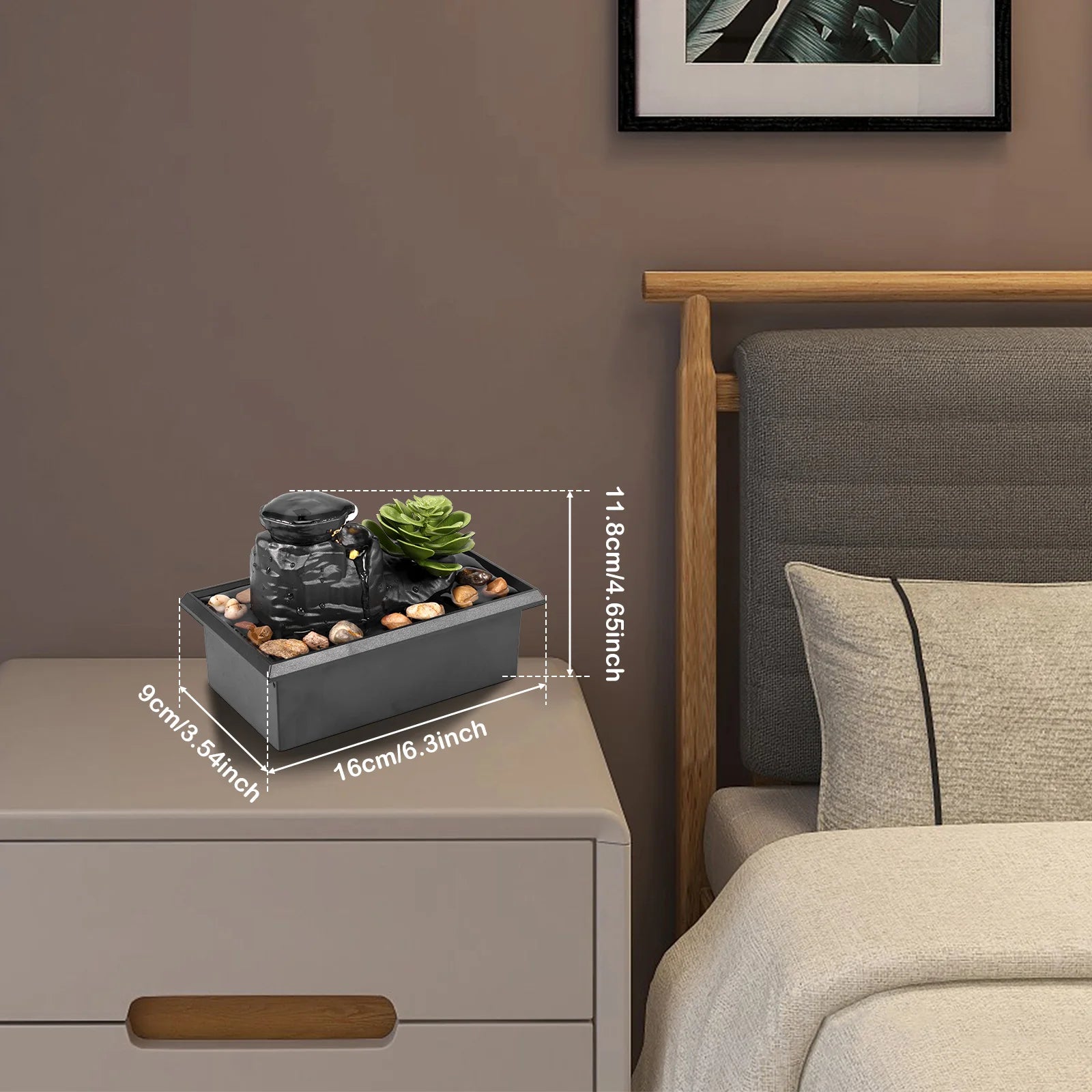 Mini Tabletop Fountain with Light Sound Relaxation Indoor Water Fountain Ornament Zen Meditation Fountain Home Decorations