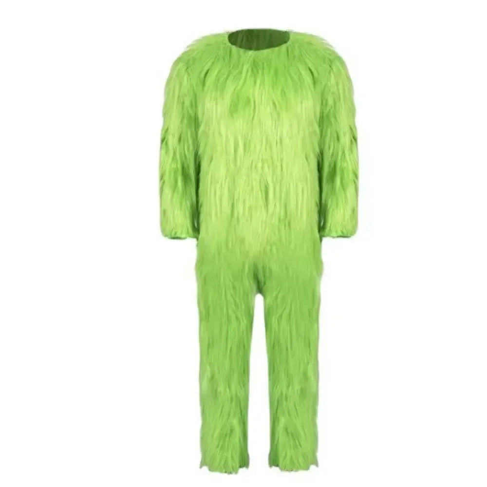 Green Fur Monster Santa Claus Christmas Monster Halloween Cosplay Costume Unisex Xmas Party Carnival Party Men Roleplaying
