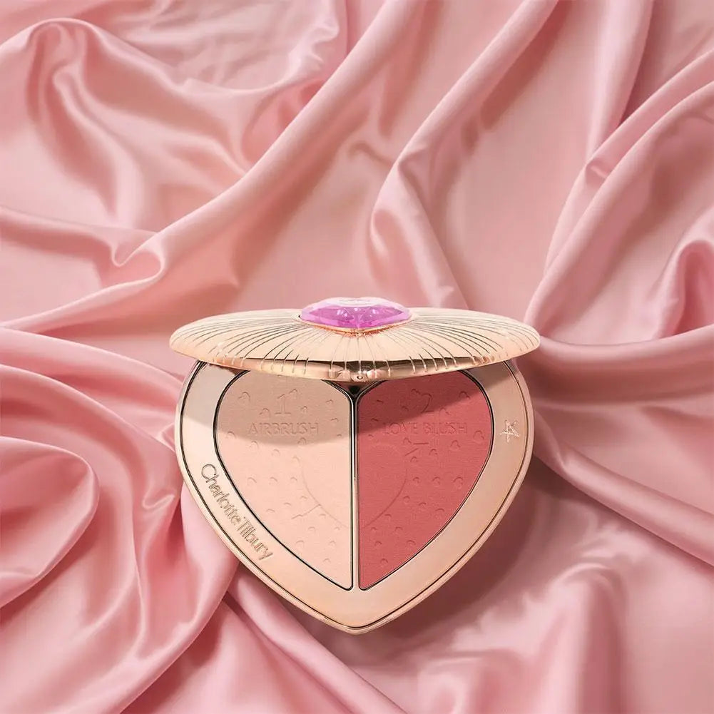 C/T Two Tone Heart Blush Lasting Beauty Makeup Natural Flawless Bright Powder Smooth Look Multi Purpose Rouge 13g