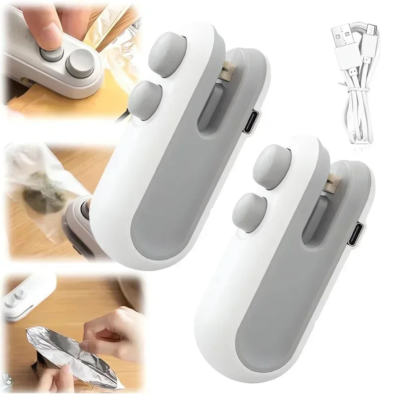 Mini Sealer 2 in 1 Sealing Cutting USB-C Rechargeable Bag Sealer Portable Handheld Rechargeable Vacuum Food Plastic Bag Sealer