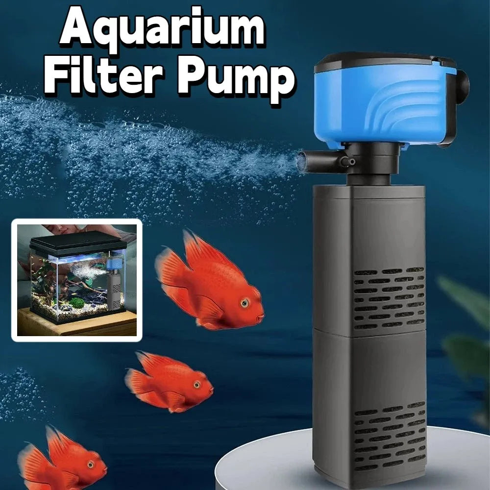 3 in 1 Aquarium Filter Pump Silent Operation Energy Efficient Submersible Filter Built-in Filter Plastic Water Filter Pump