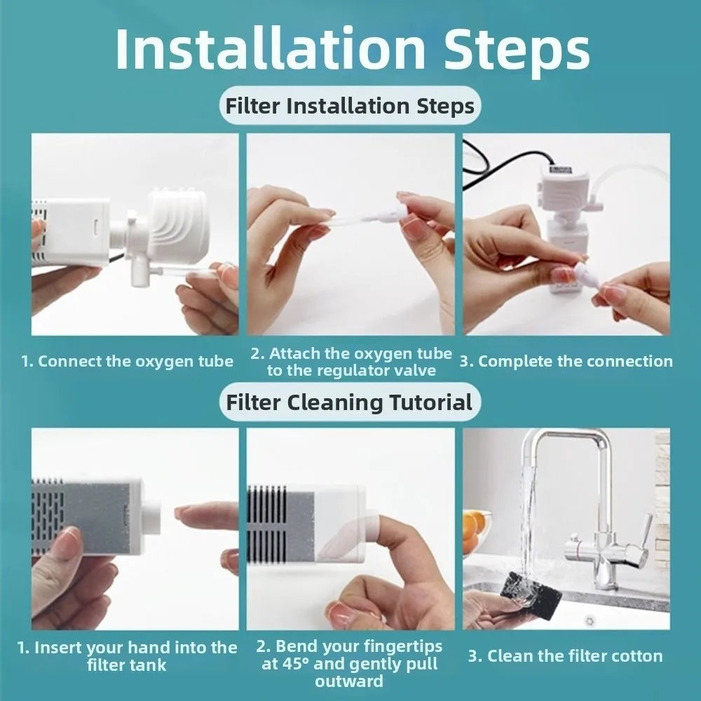 3 in 1 Aquarium Filter Pump Silent Operation Energy Efficient Submersible Filter Built-in Filter Plastic Water Filter Pump