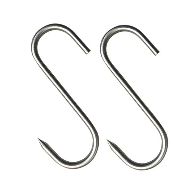 Ganci a S in acciaio inossidabile con punta affilata per utensili, appendiabiti per carne, ganci per appendere per macellaio, cucina, utensili da forno