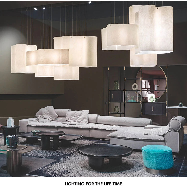 Nuvola Cloud Lampada a sospensione Designer Lampada in tessuto curvo fatta a mano Novità Camera da letto Comodino Caffetteria Ristorante Salotto Wabi Sabi Light