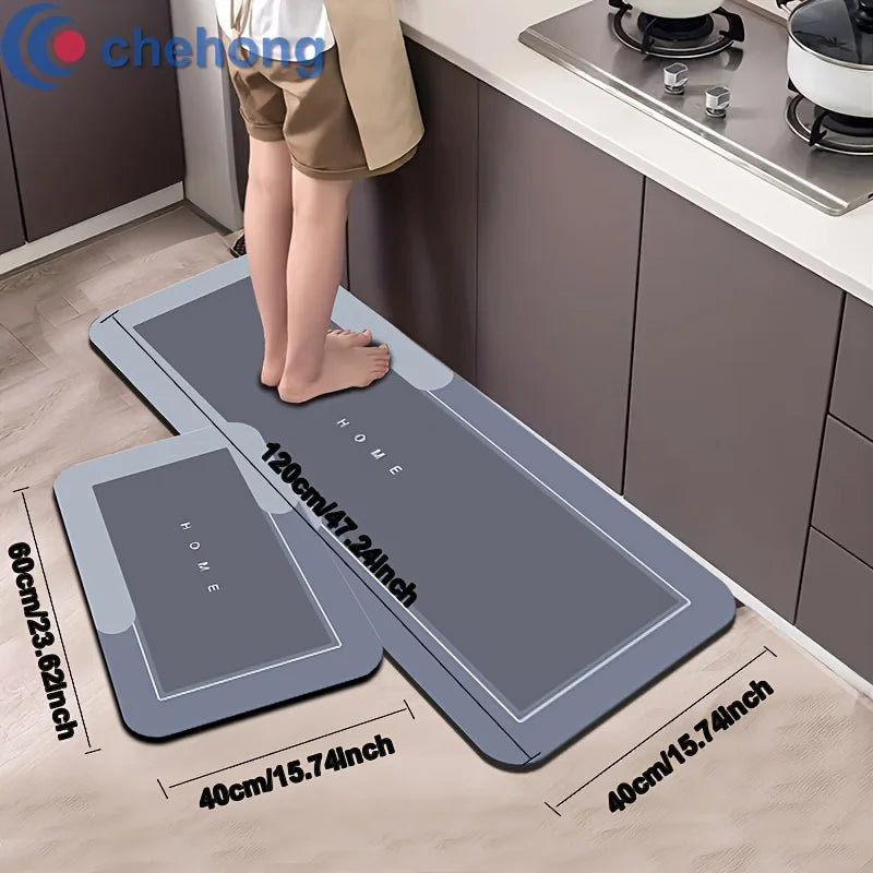 2pc Set of Water-Resistant Diatomite Kitchen Floor Mats, Anti-Slip Quick-Drying Bathrooms, Living Rooms, and Entrance Door Rugs