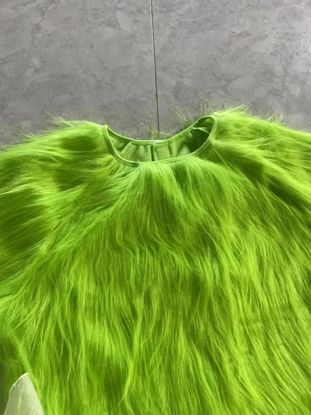 Green Fur Monster Santa Claus Christmas Monster Halloween Cosplay Costume Unisex Xmas Party Carnival Party Men Roleplaying