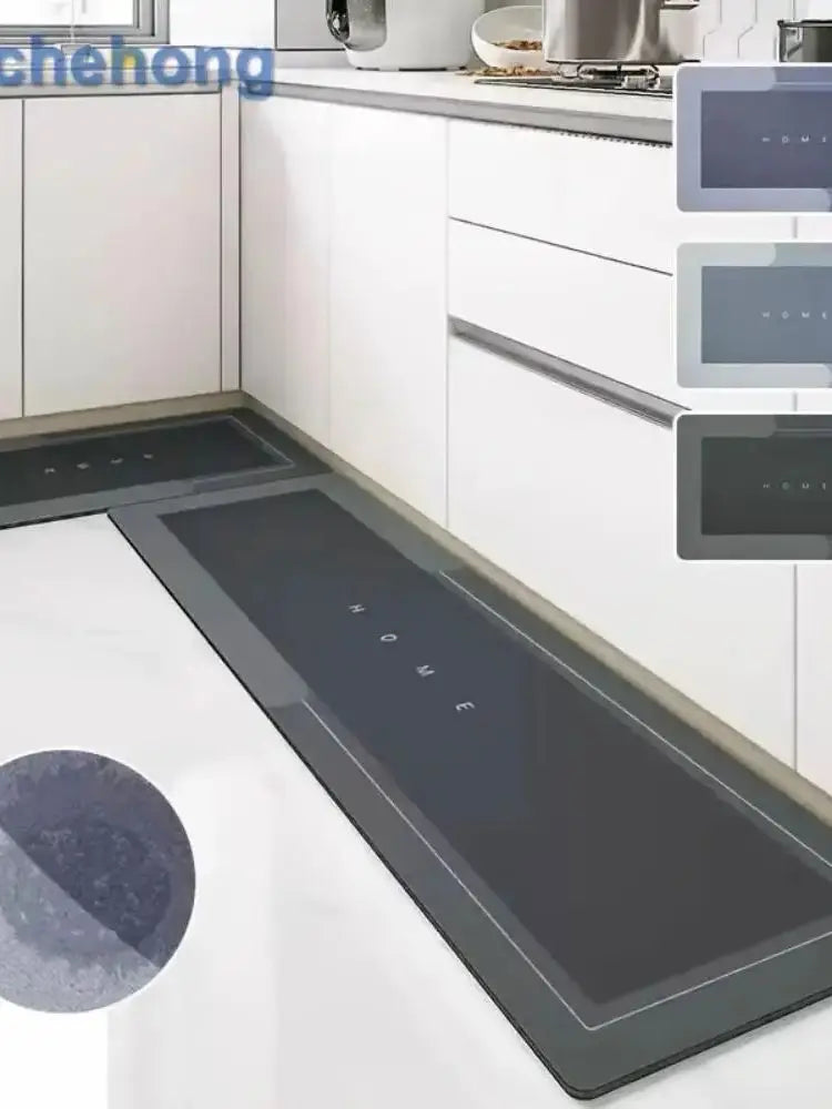 2pc Set of Water-Resistant Diatomite Kitchen Floor Mats, Anti-Slip Quick-Drying Bathrooms, Living Rooms, and Entrance Door Rugs