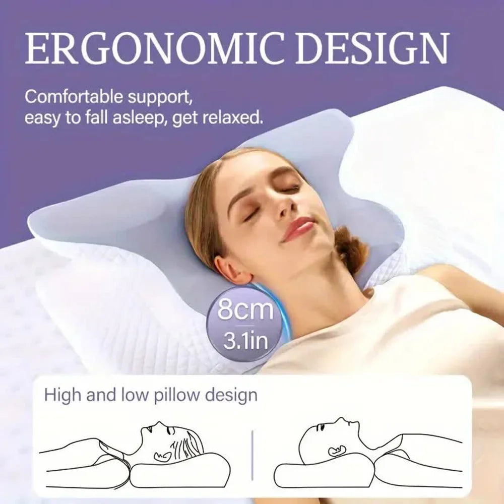 Cuscini in memory foam a forma di farfalla rilassante cervicale a rimbalzo lento cuscino per il collo sollievo dal dolore cuscino ortopedico per dormire