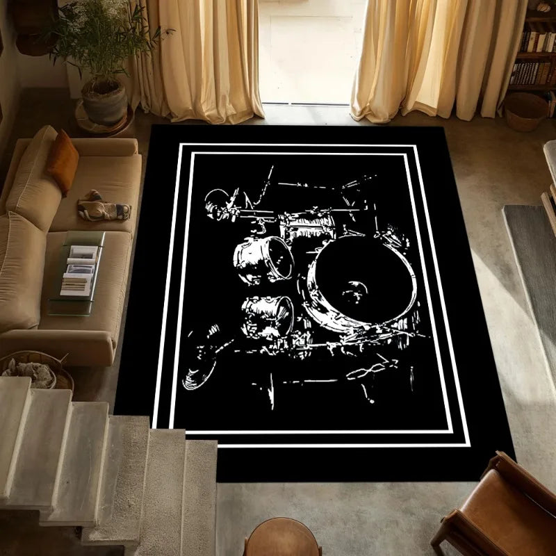 Drum Carpet, Electric Drum Mat Jazz Drum Soundproofing Electronic Drum Carpet Mat Black Musical Instrument Home Decoration Rug