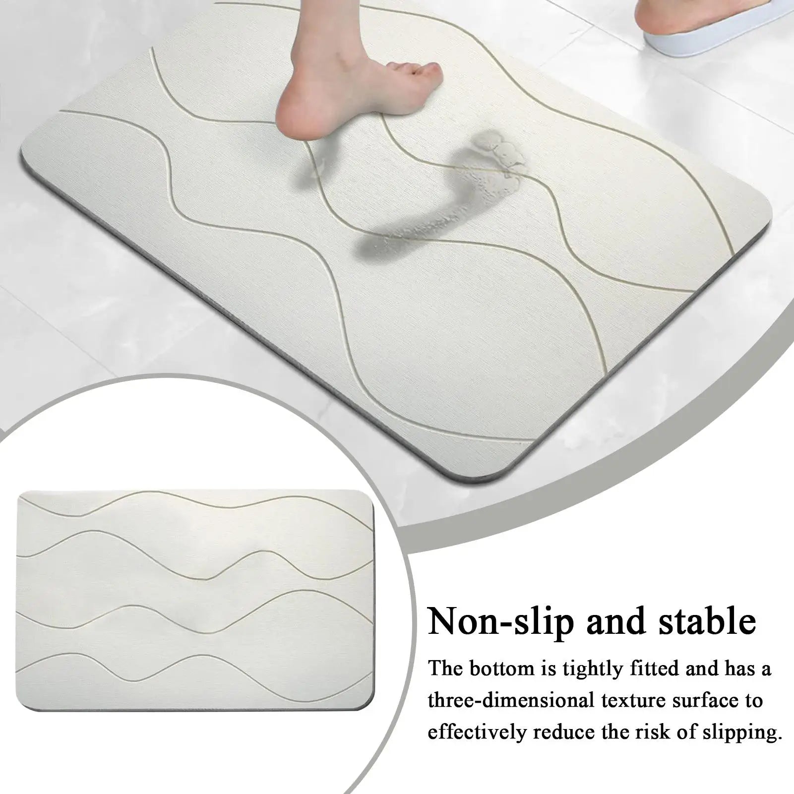 Anti-slip Diatomite Stone Bath Mat Diatom Mud Soft Mat Water Absorption Quick Drying Diatomite Stone Shower Mat Entryway Rugs