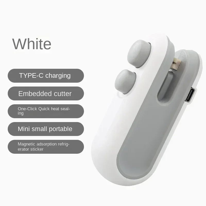 Mini Sealer 2 in 1 Sealing Cutting USB-C Rechargeable Bag Sealer Portable Handheld Rechargeable Vacuum Food Plastic Bag Sealer