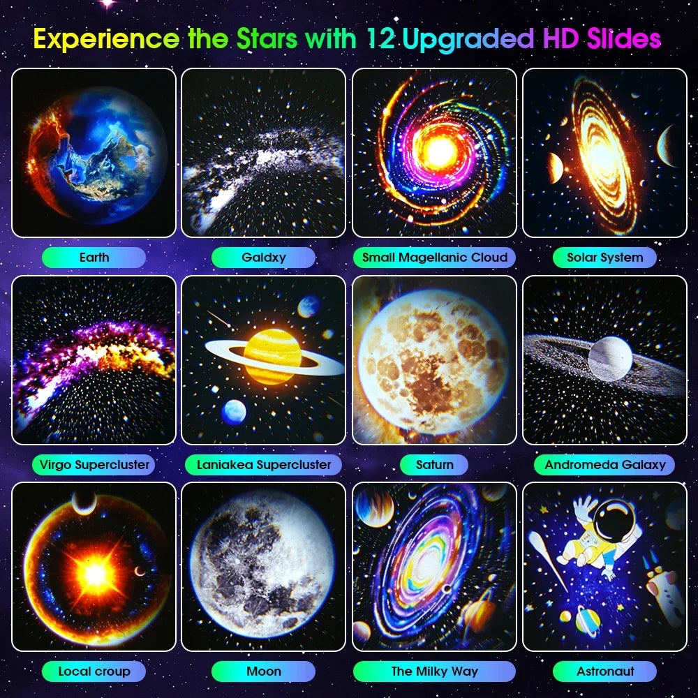 Astronaut Starry Sky Projector with 12 Films Night Light Star Projector LED Astronaut Lamp Galaxy Projector for Bedroom Playroom