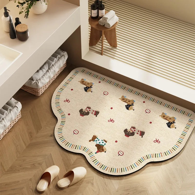Bathroom Carpet Toilet Foot Mats Absorbent Bathroom Mat Diatom Mud Floor Mat Non-Slip Bath Rug Toilet Doormat Quick Drying Rugs