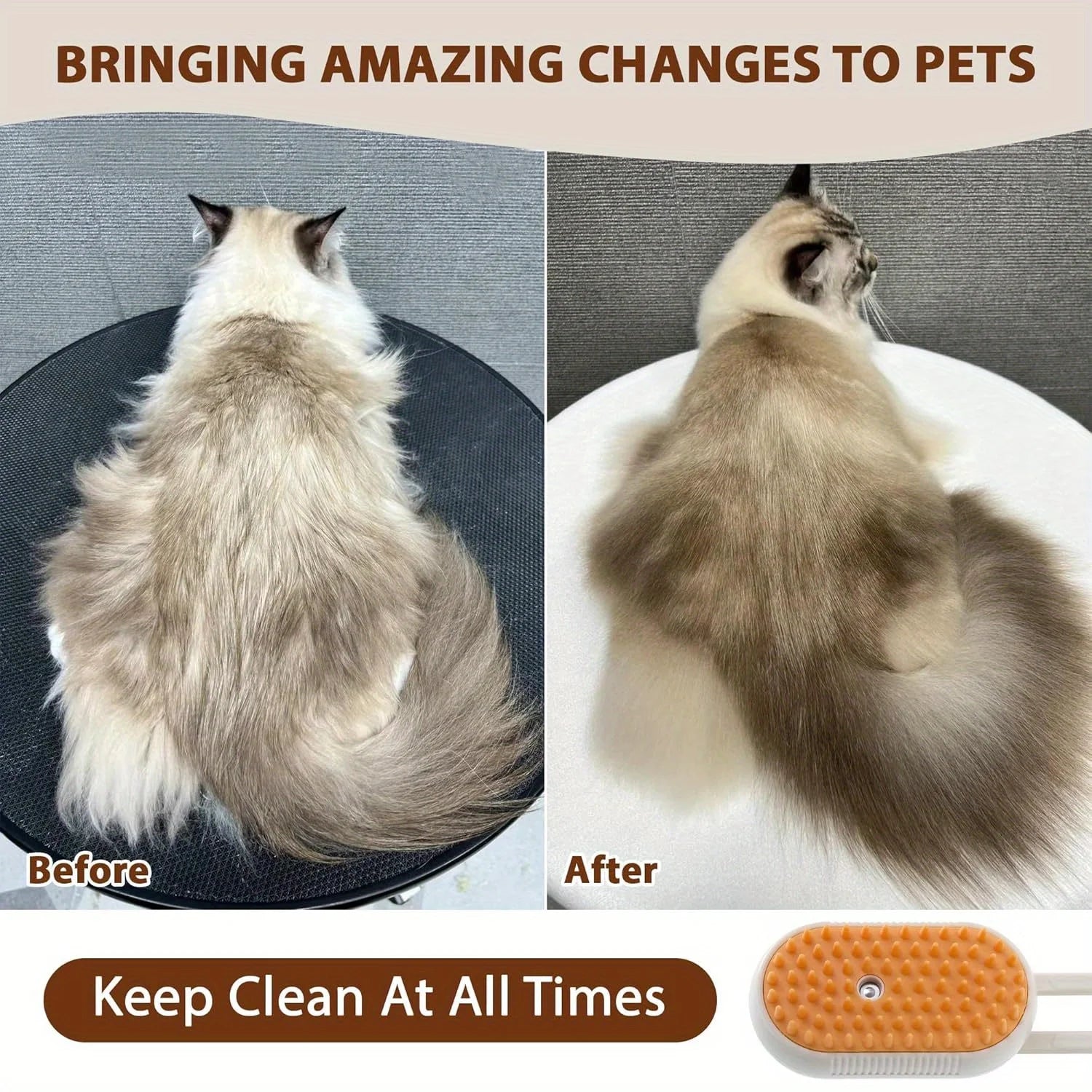 4 in 1 Cat Steam Brush for Shedding, Rechargeable Cat Brush with Steam, Anti-Static Steam Pet Brushes, Massage, Cleaning
