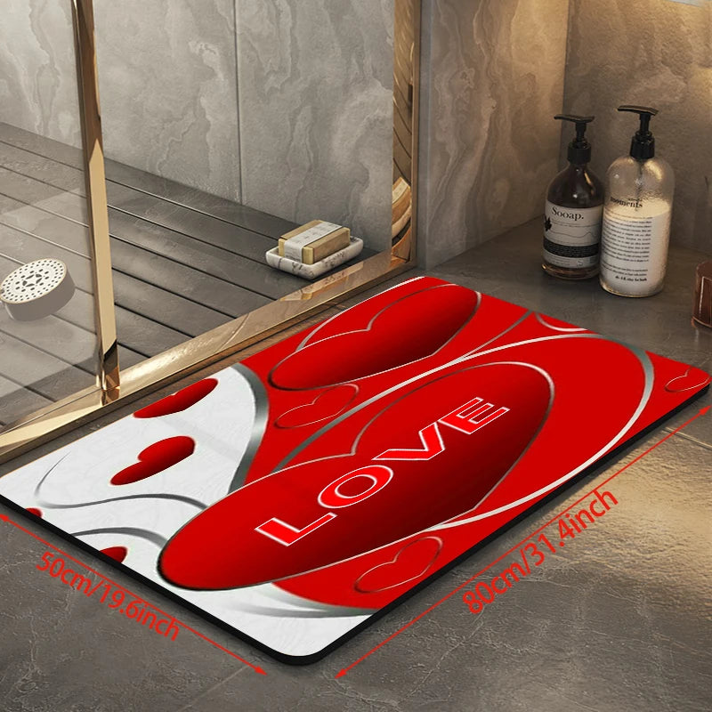 2D Printing Floral Mat Rug For Bath And Kitch Super Absorbent Quick Dry Rubber Backed Dirt Resistant Bath Rugs Mats