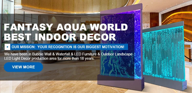 Customization.Customized Indoor Waterfall Water Fountain for Home & Garden Decor with LED Lighting Glass Screens & Room Dividers