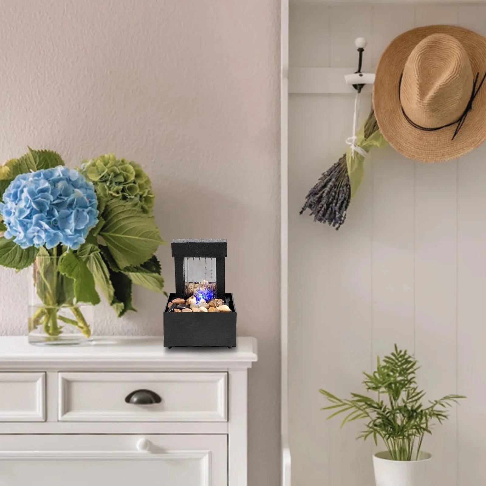 Desktop Water Fountain LED Indoor Decorative Fountain Creative Craft Home Decor Small Waterfall Fountains Zen Meditation Fountai