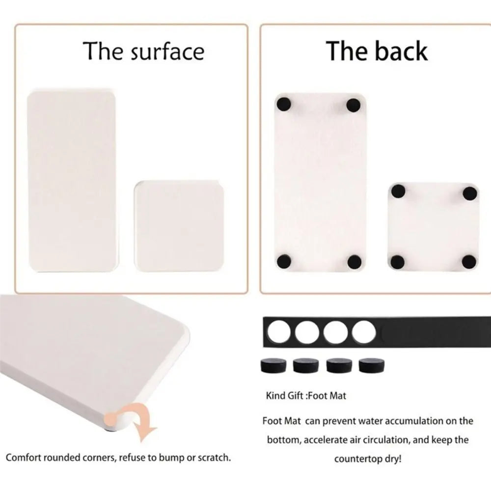 4 Pcs Fast Drying Diatomite Stone Sink Tray Dry and Tidy Instant Dry Sink Stone Soap Tray Hand Soap Holder