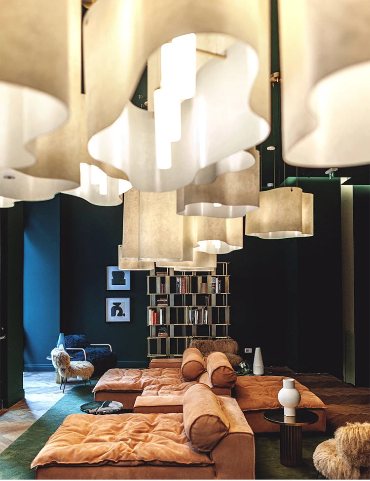 Nuvola Cloud Lampada a sospensione Designer Lampada in tessuto curvo fatta a mano Novità Camera da letto Comodino Caffetteria Ristorante Salotto Wabi Sabi Light