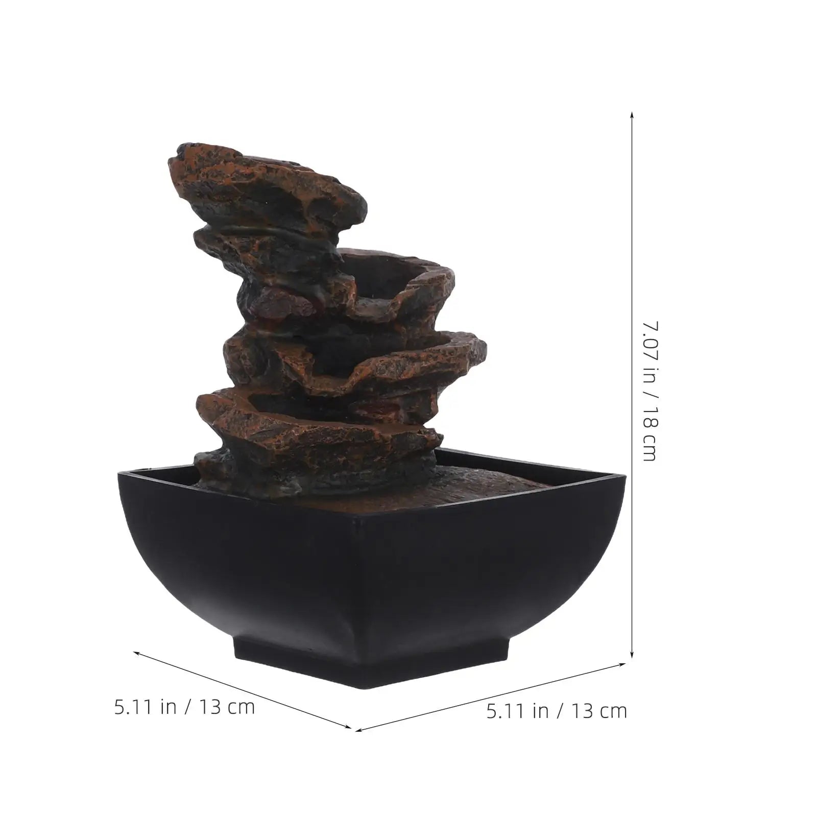 Desktop Fountain Home Decor Mini Water Black Resin Indoor Fountains Waterfalls Relaxation Desk Small Tabletop Feature