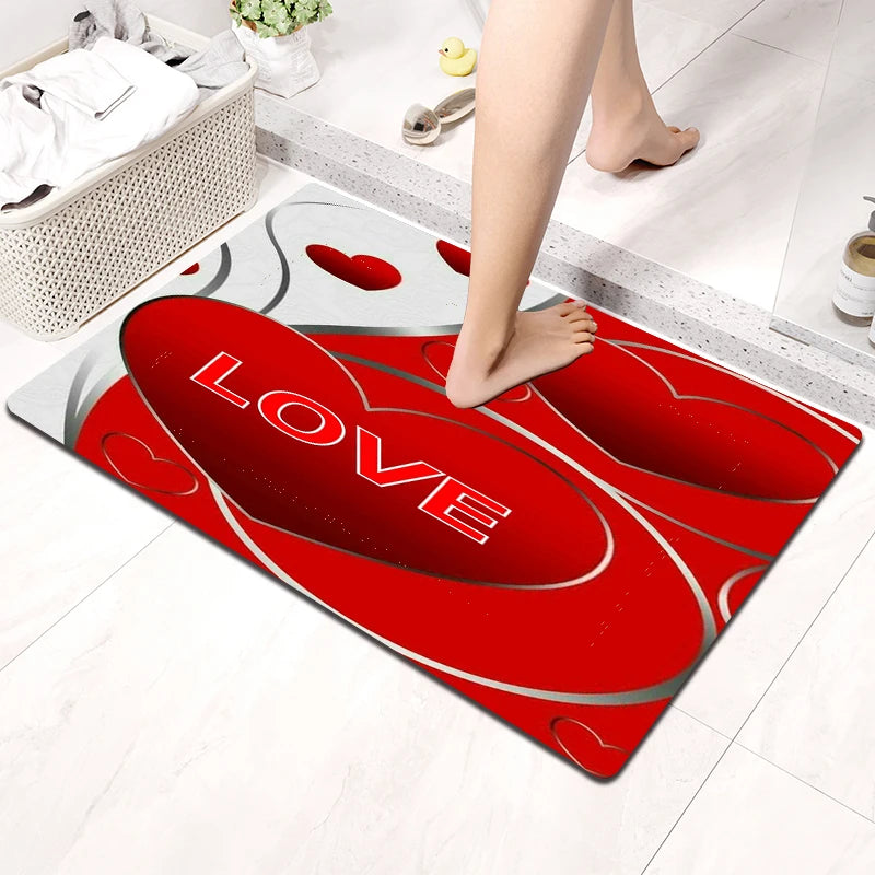 2D Printing Floral Mat Rug For Bath And Kitch Super Absorbent Quick Dry Rubber Backed Dirt Resistant Bath Rugs Mats