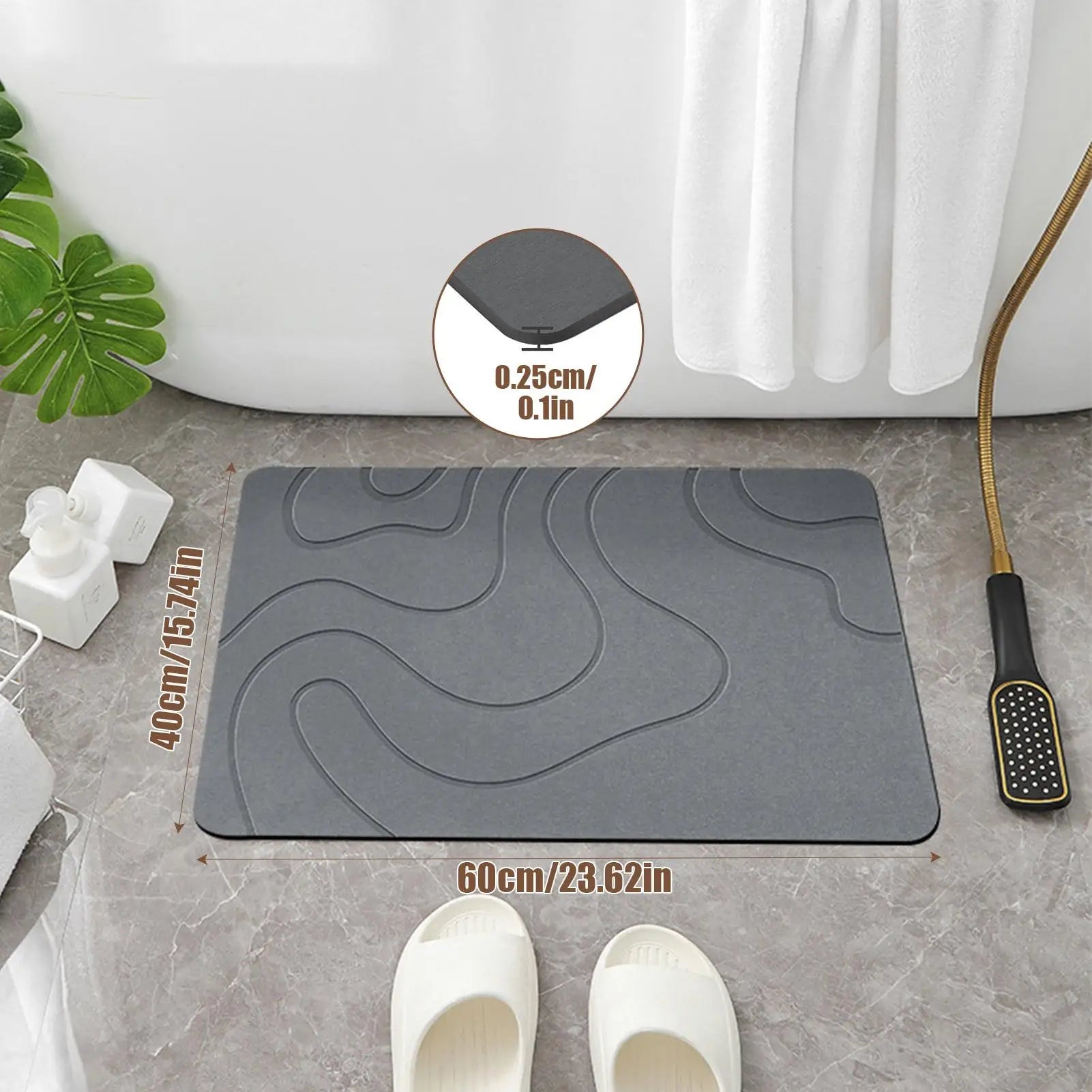 Diatomite Stone Bath Mat Toilet Door Non-slip Mat Quick Drying Diatomite Stone Shower Mat Entryway Rugs Indoor Non-Slip Washable