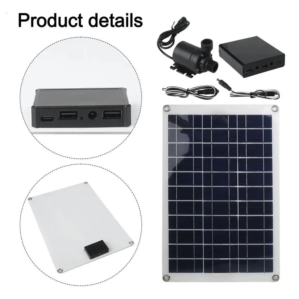 50W Solar Water Pump Low Noise Solar Fountain with Battery Backup for Continuous Operation solar pump basin for Garden and Pond