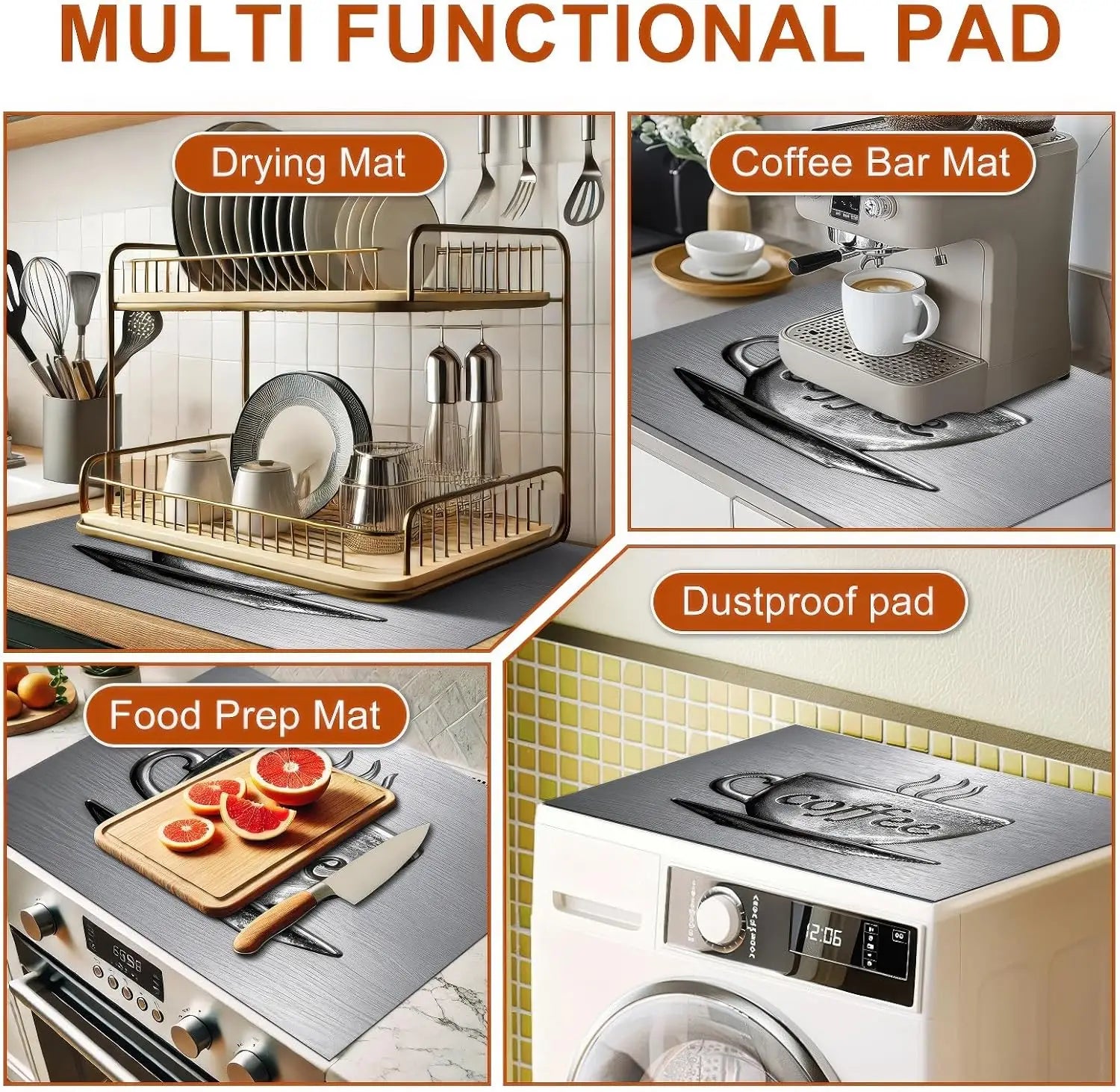 Coffee Cup Diatomite Stove Top Cover Heat Resistant Non Slip Protector Mat for Electric Cooktop Coffee Bar Sink Decor Pad