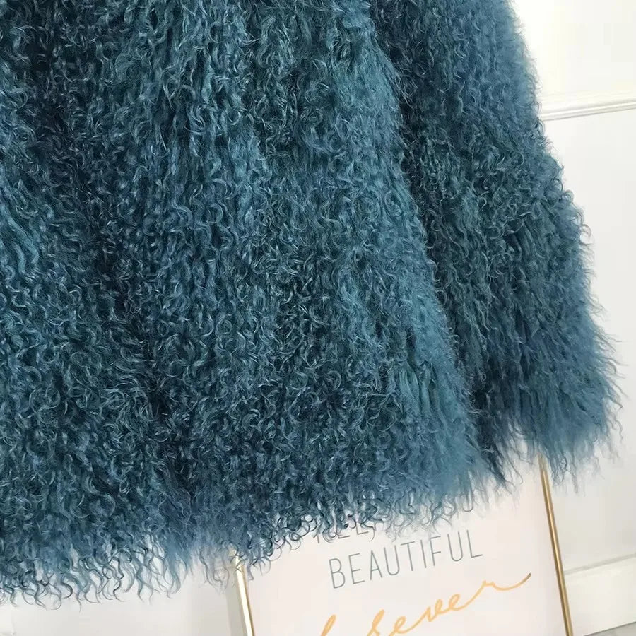 Short Mongolian Fur Coat Poncho For Woman Cropped Fur Jacket Luxury Warm New Arrivals Women's Sheepskin Coat