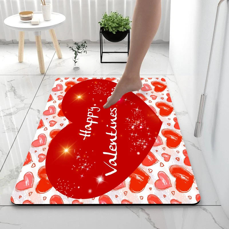 2D Printing Floral Mat Rug For Bath And Kitch Super Absorbent Quick Dry Rubber Backed Dirt Resistant Bath Rugs Mats