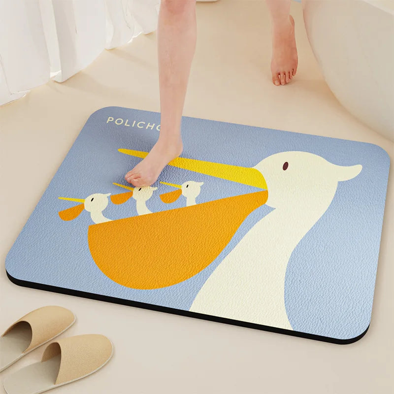 Diatomite Foot Mats Bath Mat Absorbent Bathroom Carpet Non-Slip Quick Dry Shower Toilet Rugs Doormat Washable
