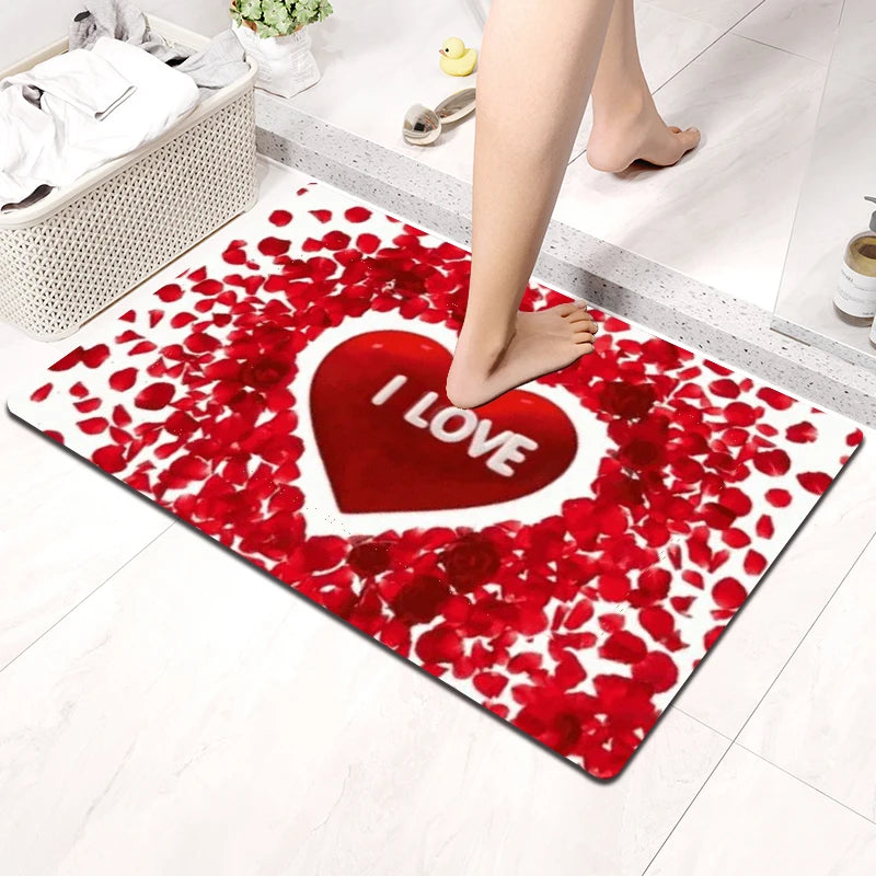 2D Printing Floral Mat Rug For Bath And Kitch Super Absorbent Quick Dry Rubber Backed Dirt Resistant Bath Rugs Mats