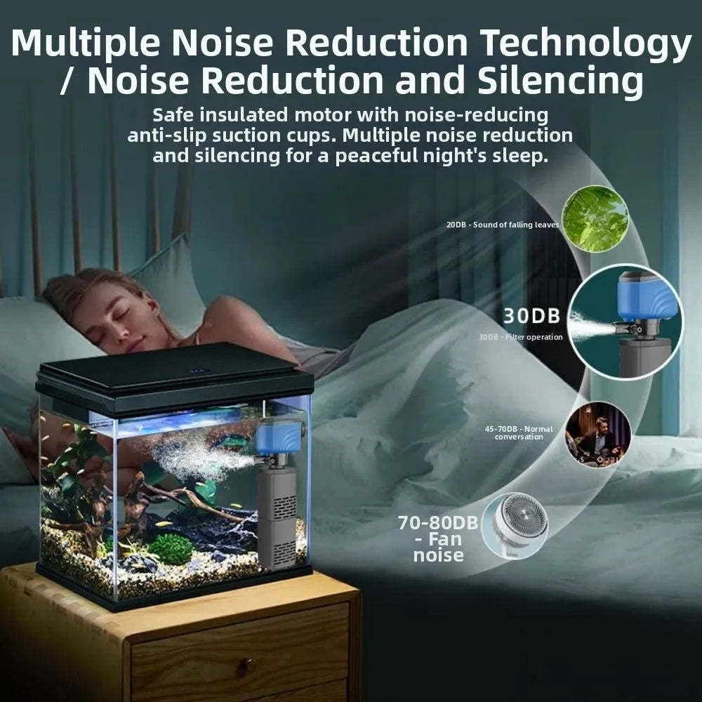 3 in 1 Aquarium Filter Pump Silent Operation Energy Efficient Submersible Filter Built-in Filter Plastic Water Filter Pump