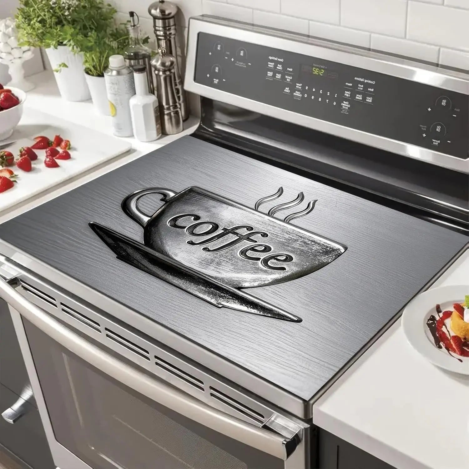 Coffee Cup Diatomite Stove Top Cover Heat Resistant Non Slip Protector Mat for Electric Cooktop Coffee Bar Sink Decor Pad