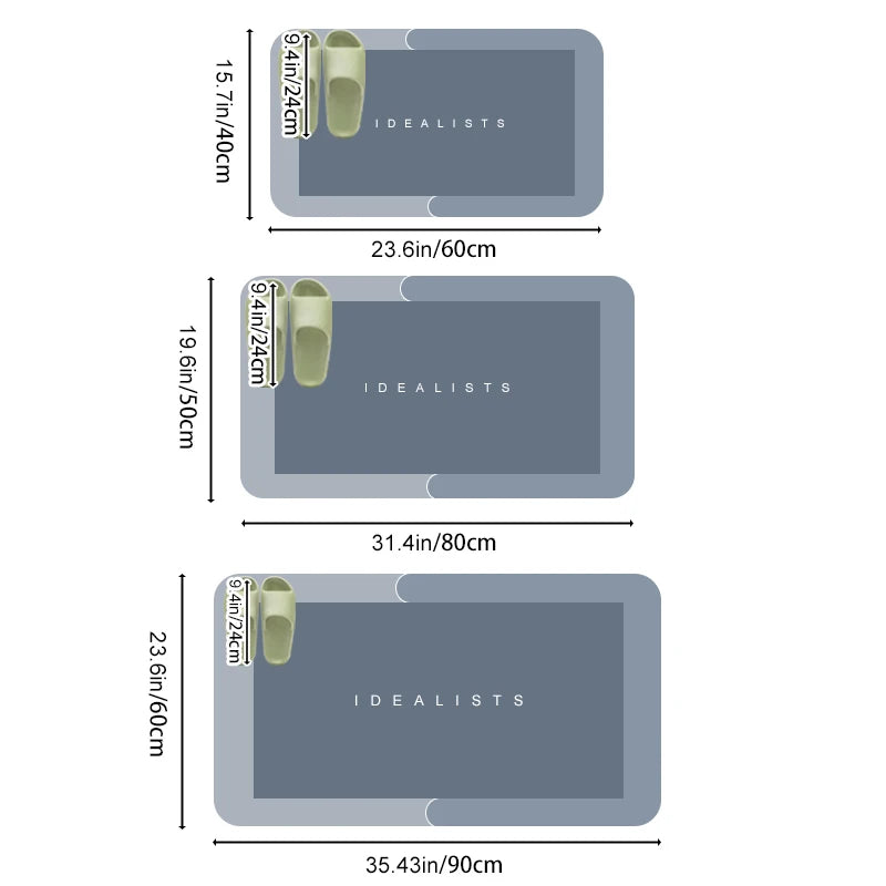 Diatomite Super Absorbent Bathroom Floor Mat Anti Slip Foot Carpet Quick-drying Shower Toilet Rug Doormat Washable Home Decor1PC