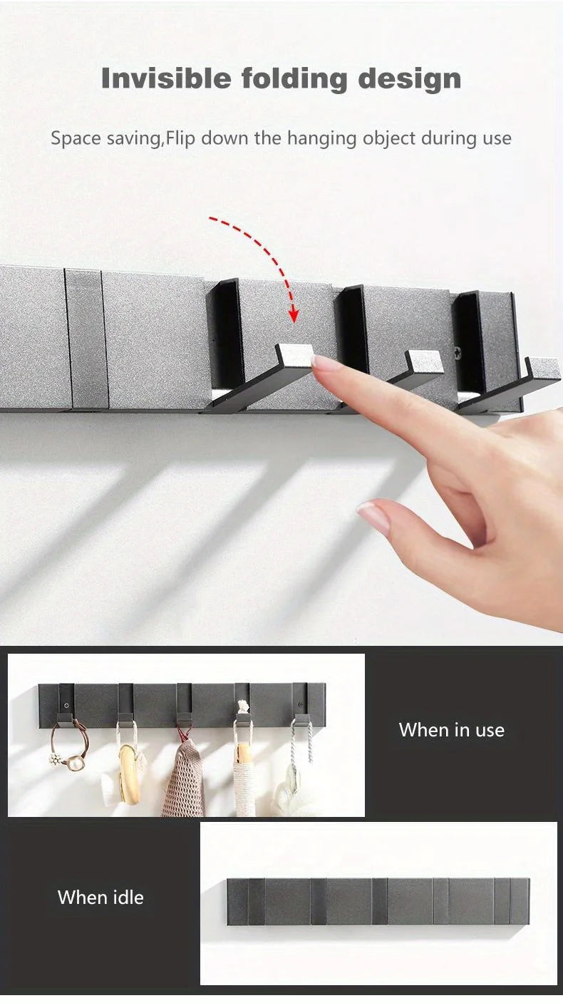 Ganci pieghevoli nascosti da 3/4/5 ganci sul muro dietro il foro di colpito da appendere di lusso
