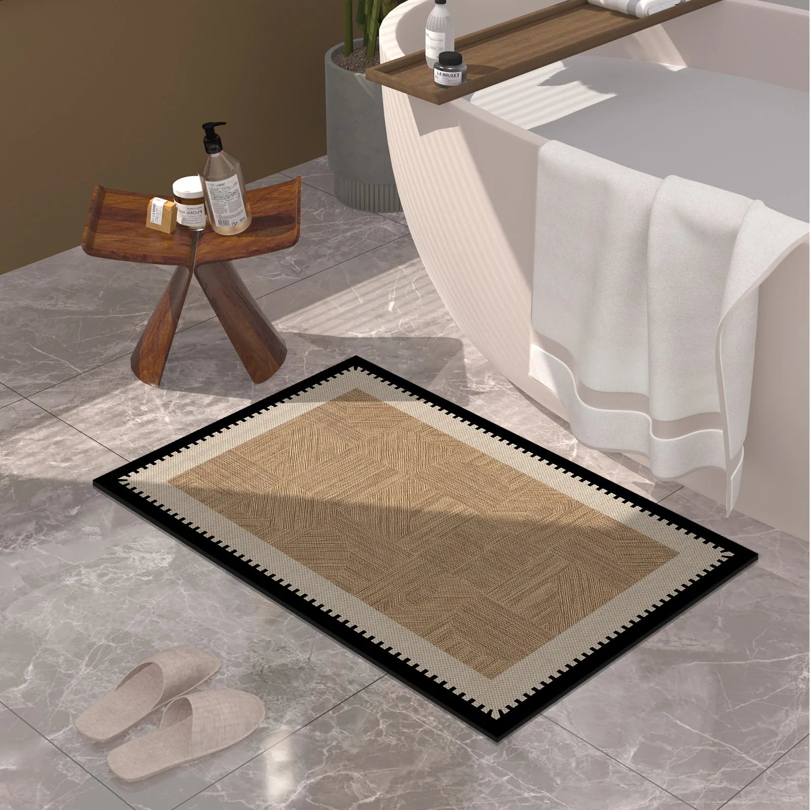 Luxury Vintage Diatomite Bath Mat Bathroom Carpet Super Absorbent Shower Foot Mats Non Slip Quick Dry Toilet Room Rugs Doormat
