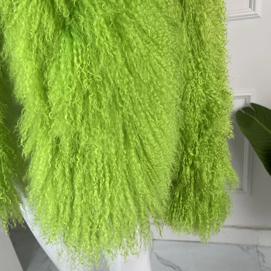 Short Mongolian Fur Coat Poncho For Woman Cropped Fur Jacket Luxury Warm New Arrivals Women's Sheepskin Coat