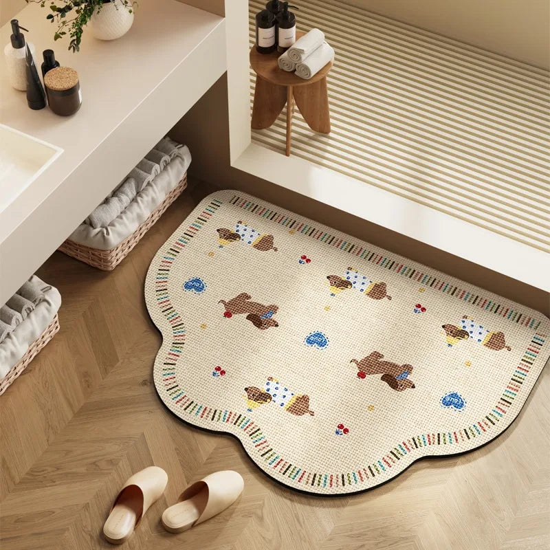 Bathroom Carpet Toilet Foot Mats Absorbent Bathroom Mat Diatom Mud Floor Mat Non-Slip Bath Rug Toilet Doormat Quick Drying Rugs