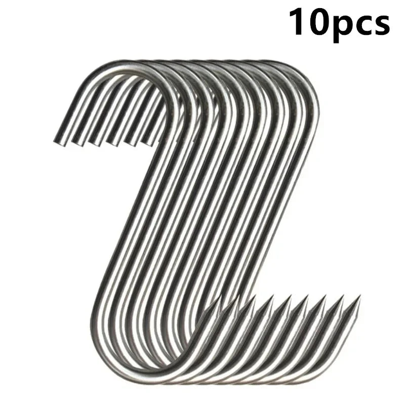 Ganci a S in acciaio inossidabile con punta affilata per utensili, appendiabiti per carne, ganci per appendere per macellaio, cucina, utensili da forno