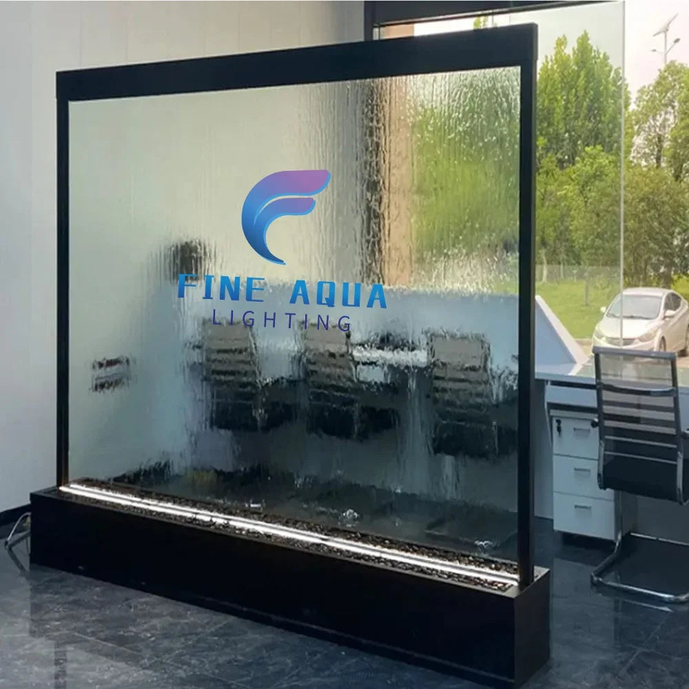 Customization.Customized Indoor Waterfall Water Fountain for Home & Garden Decor with LED Lighting Glass Screens & Room Dividers