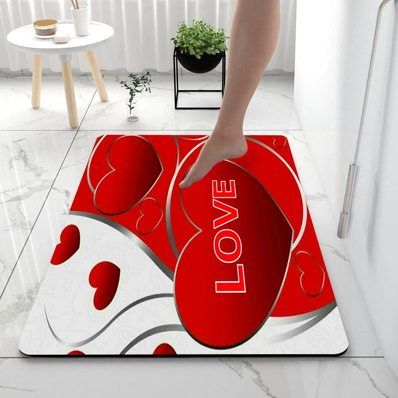 2D Printing Floral Mat Rug For Bath And Kitch Super Absorbent Quick Dry Rubber Backed Dirt Resistant Bath Rugs Mats