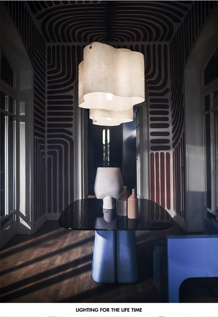 Nuvola Cloud Lampada a sospensione Designer Lampada in tessuto curvo fatta a mano Novità Camera da letto Comodino Caffetteria Ristorante Salotto Wabi Sabi Light