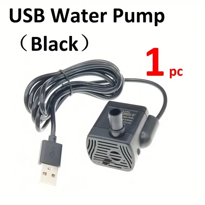 Silent USB Powered Fountain Water Pump - Submersible, 3W Dc, 200L/H Flow, Durable Abs Shell