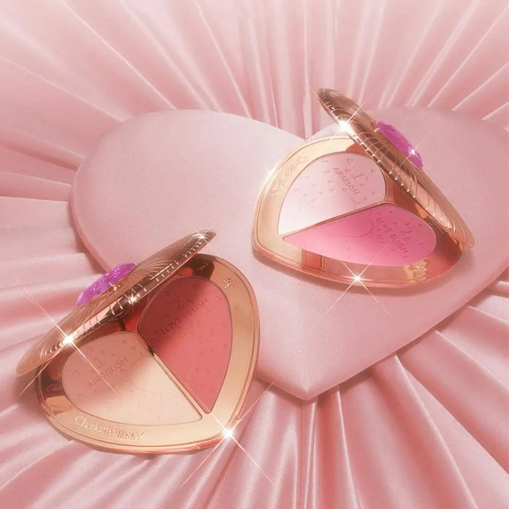 C/T Two Tone Heart Blush Lasting Beauty Makeup Natural Flawless Bright Powder Smooth Look Multi Purpose Rouge 13g